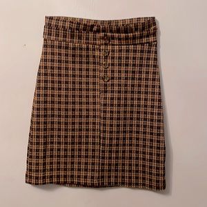 Plaid brown pencil skirt